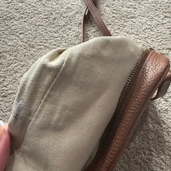 Quince Brown Italian Leather Small Crossbody Purse Bag Pebbled BROKEN ZIPPER - Picture 4 of 13